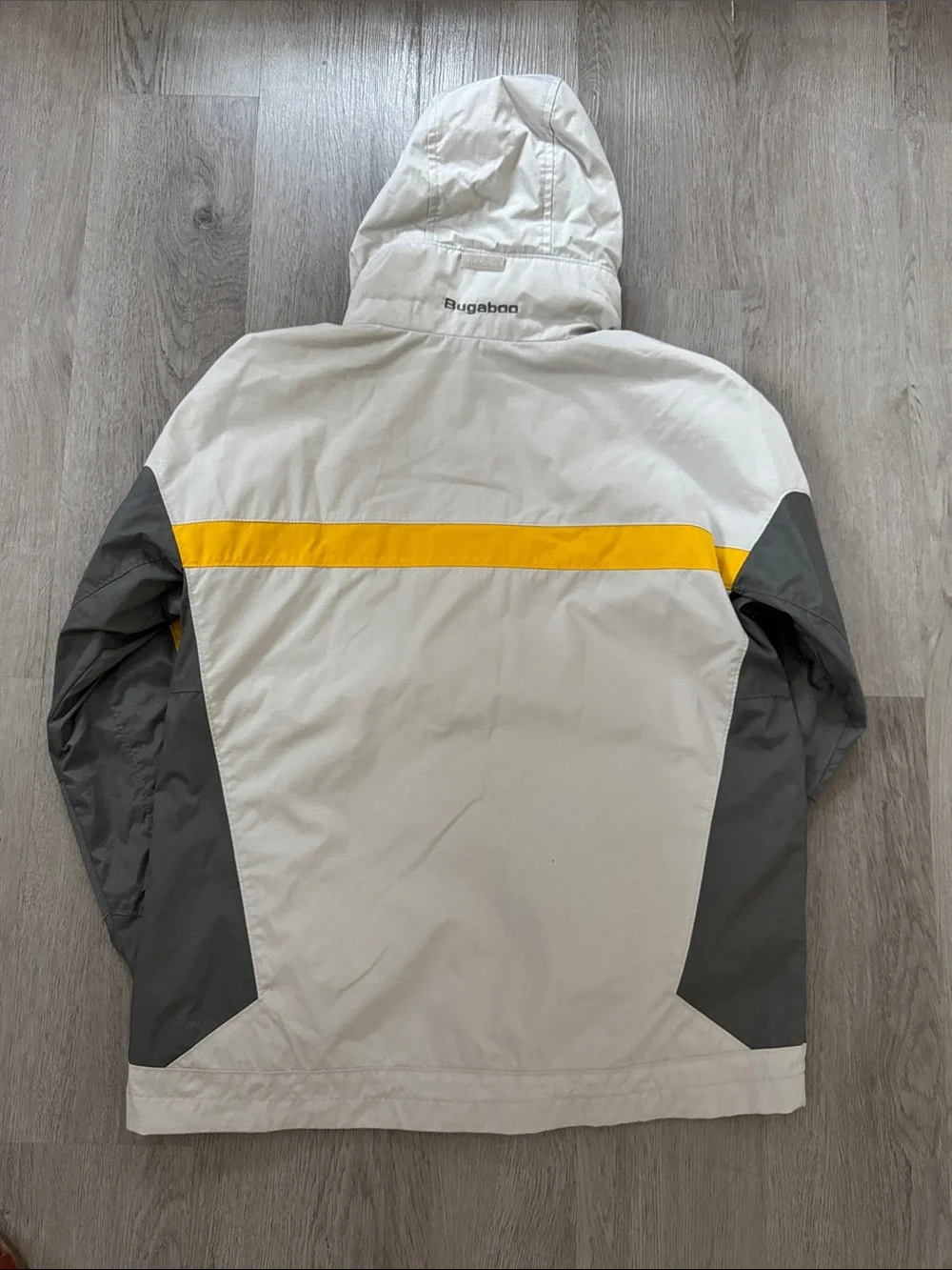 Columbia Two-Tone Hooded Rain Jacket in Light Gray and Charcoal